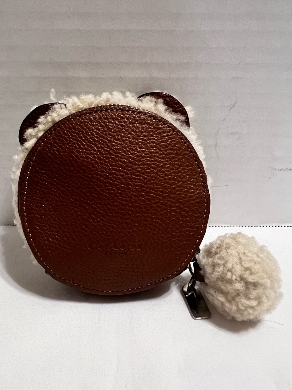 Extremely Rare Coach F64710  Teddy Bear Leather and Shearling Coin Purse - Picture 3 of 16